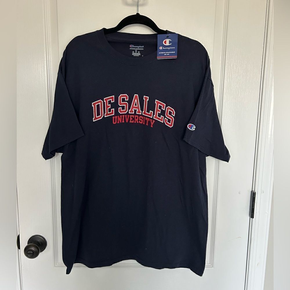 DeSales University Men’s Champion Blue Short Sleeve T-Shirt Size Extra Large New